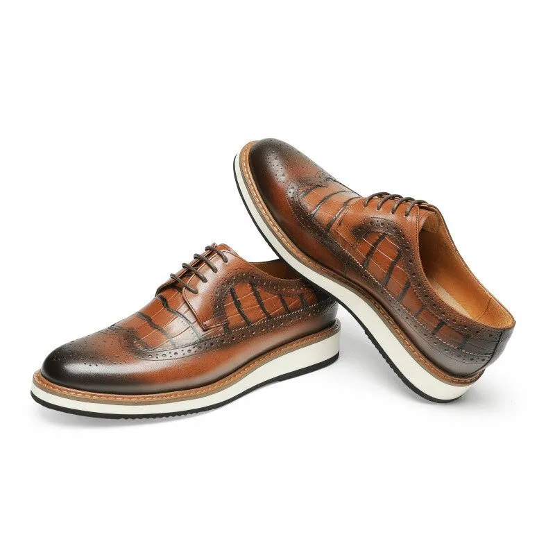 AlliLux Cow Leather Designer Brogue Casual Shoes