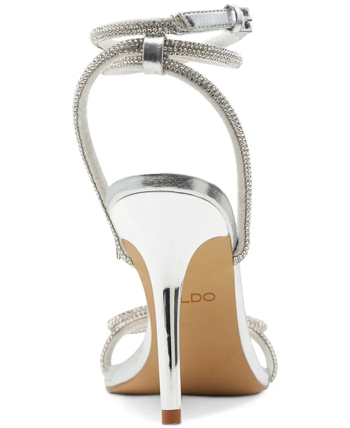 Barrona ALDO Women's Classic Rhinestone Two Piece Sandals, Silver