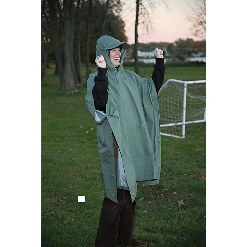 Boulder Creek Green PVC-Coated Nylon Rain Poncho One Size Fits All