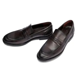 Brio Men's Penny Loafer Real Leather Shoes - Brown