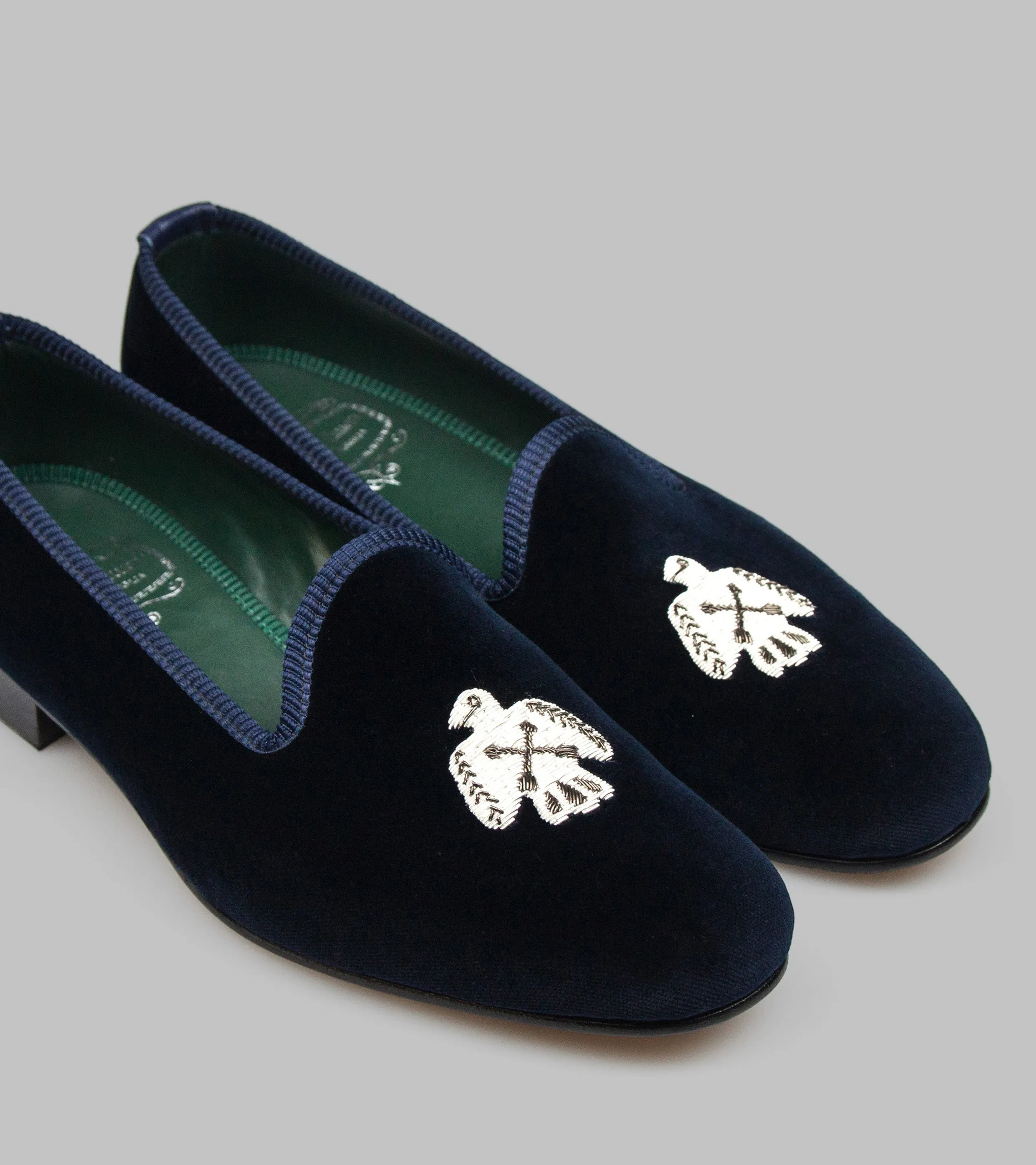 Bryceland's x Bowhill & Elliott Velvet Slippers Navy