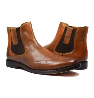 CHELSEA Elegant Brown Full Leather Chelsea Boots