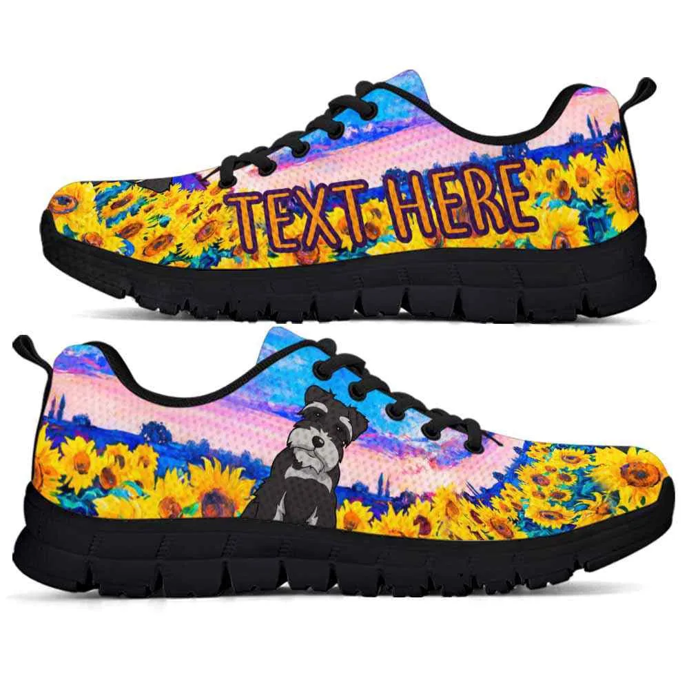 Custom Name Schnauzer Sneaker, Schnauzer Sunflower Sky Sneakers Running Shoes, Best Running Shoes