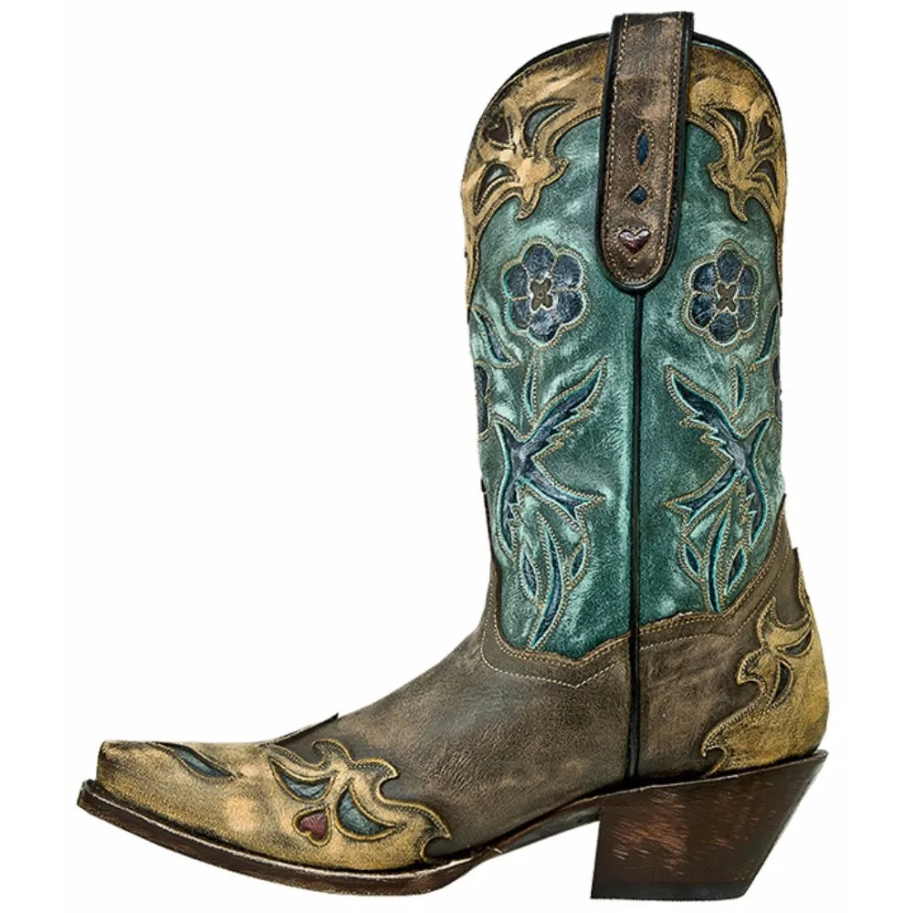 Dan Post Vintage Copper & Teal Leather Boot