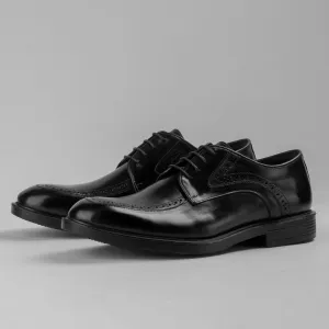 Derby Semi Brogue Shoes - Black