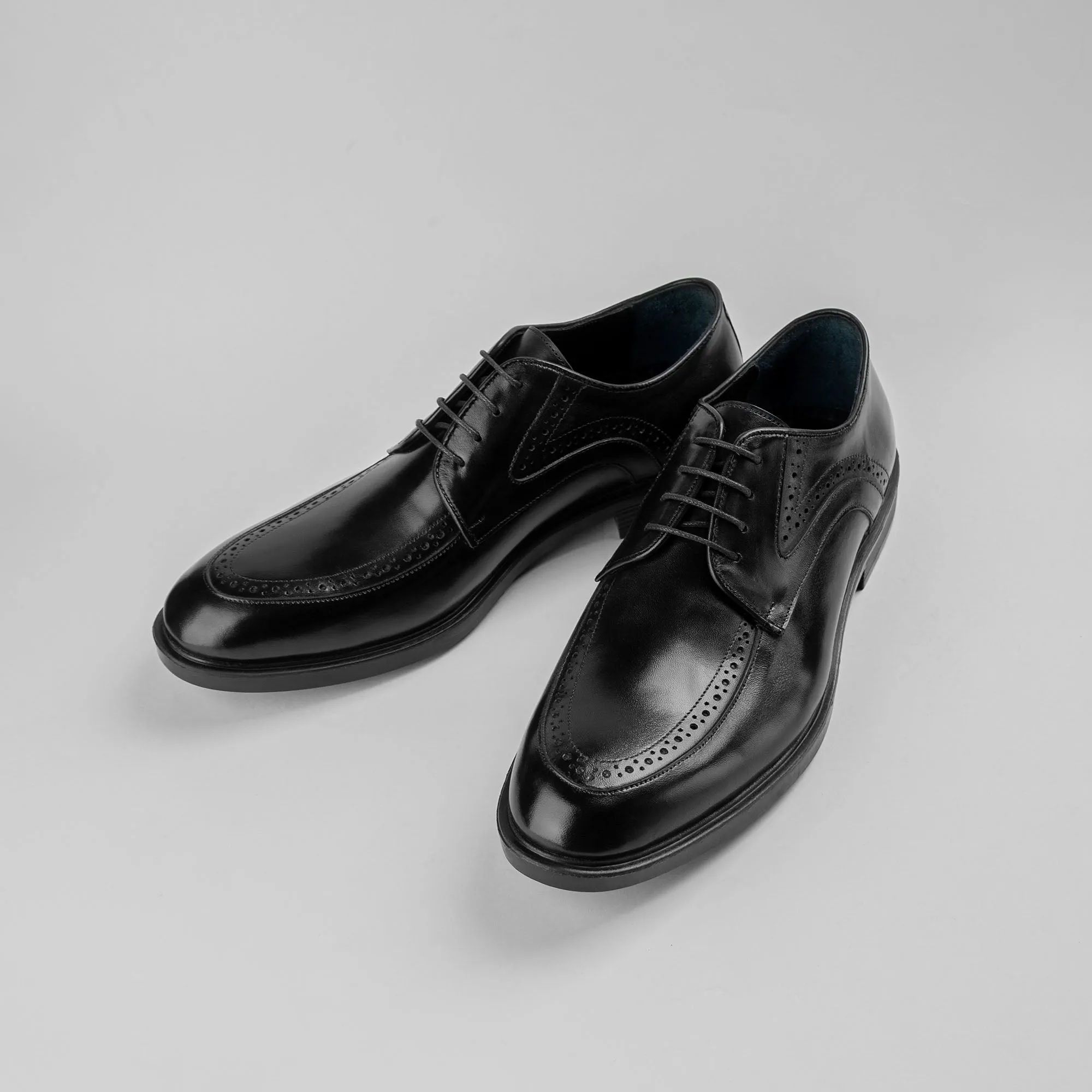 Derby Semi Brogue Shoes - Black