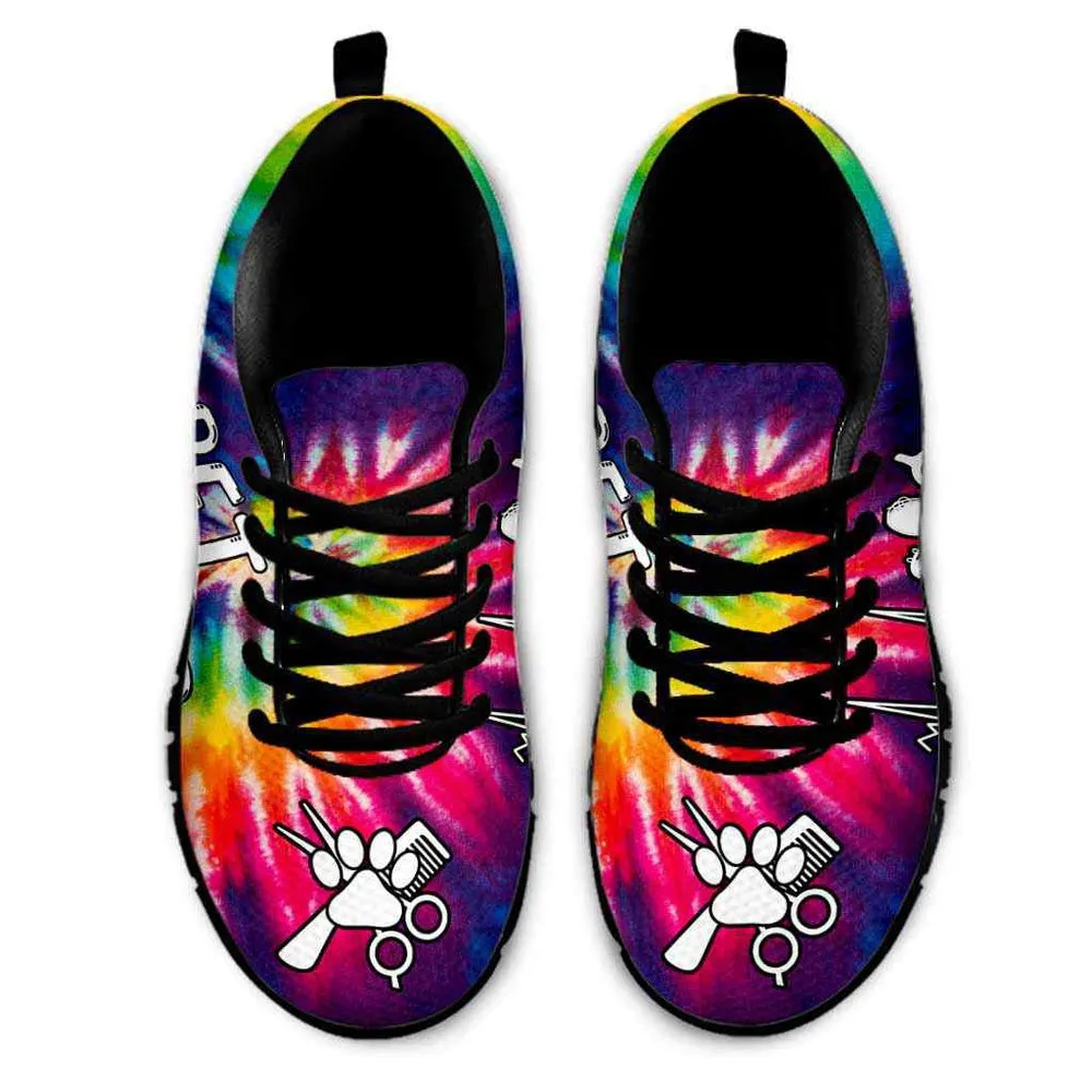 Dog Groomer Sneaker, Dog Groomer Colorful Tie Dye Heartbeat Sneakers Shoes, Best Running Shoes, Unique Gifts For Dog Lovers