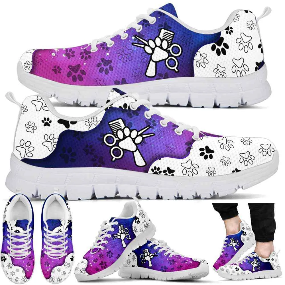 Dog Groomer Sneaker, Dog Groomer Gradient Paw Pattern Sneakers Shoes, Best Running Shoes, Unique Gifts For Dog Lovers