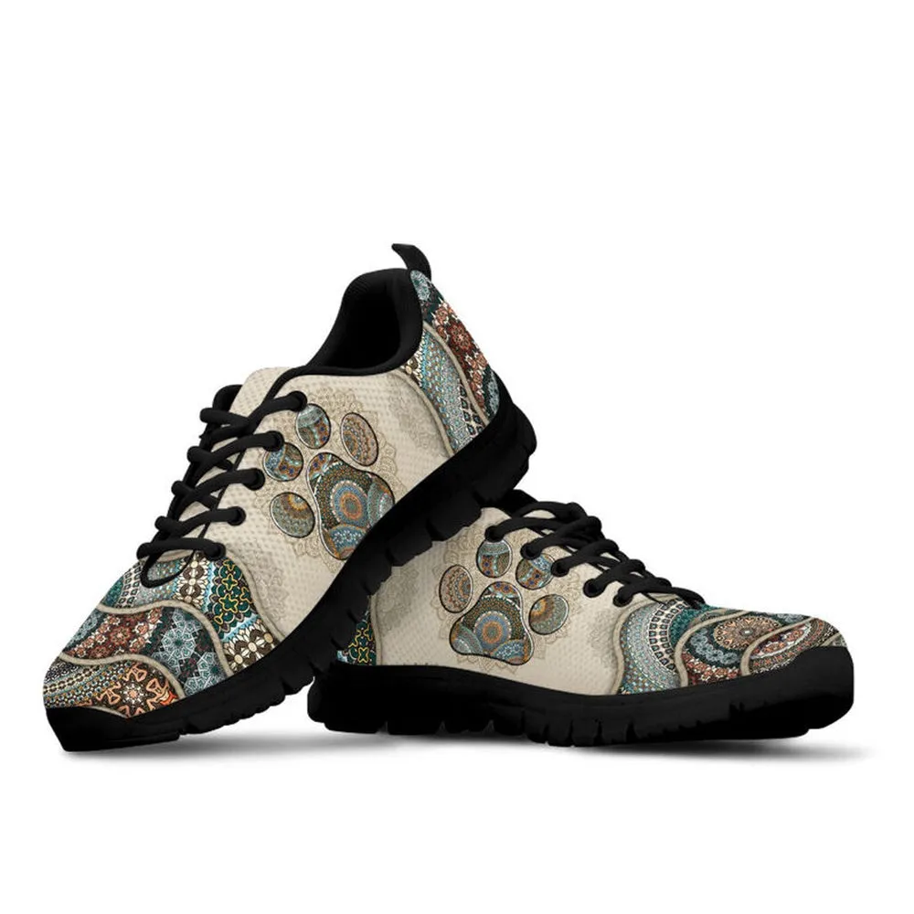 Dog Sneaker, Dog Vintage Mandala Sneaker Shoes, Dog Shoes