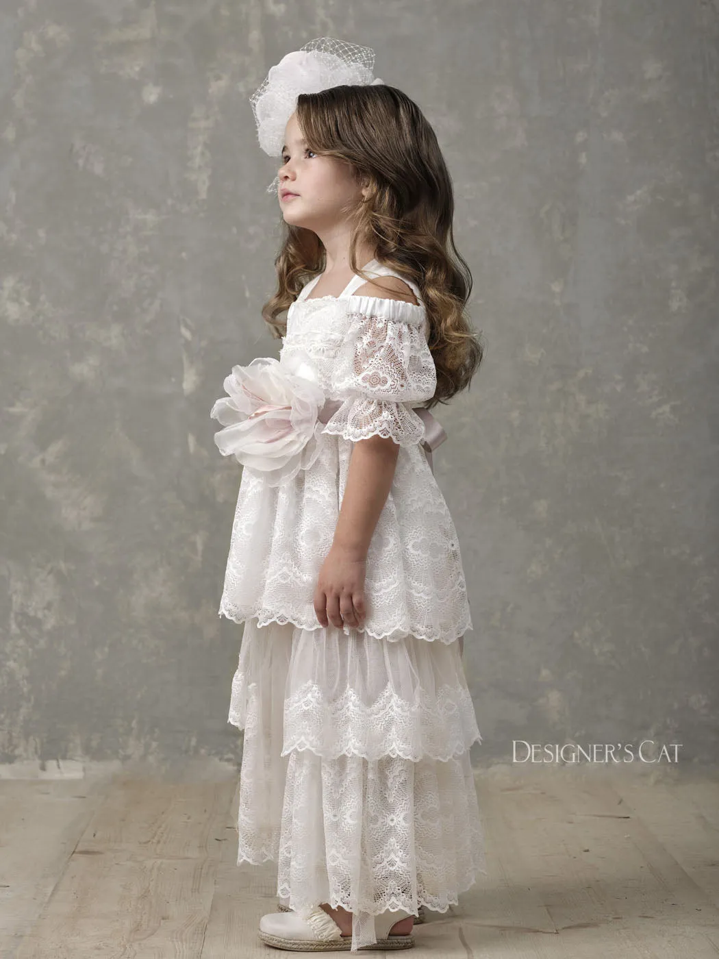 Dress with lace for girl - CALLIRHOE Ivory