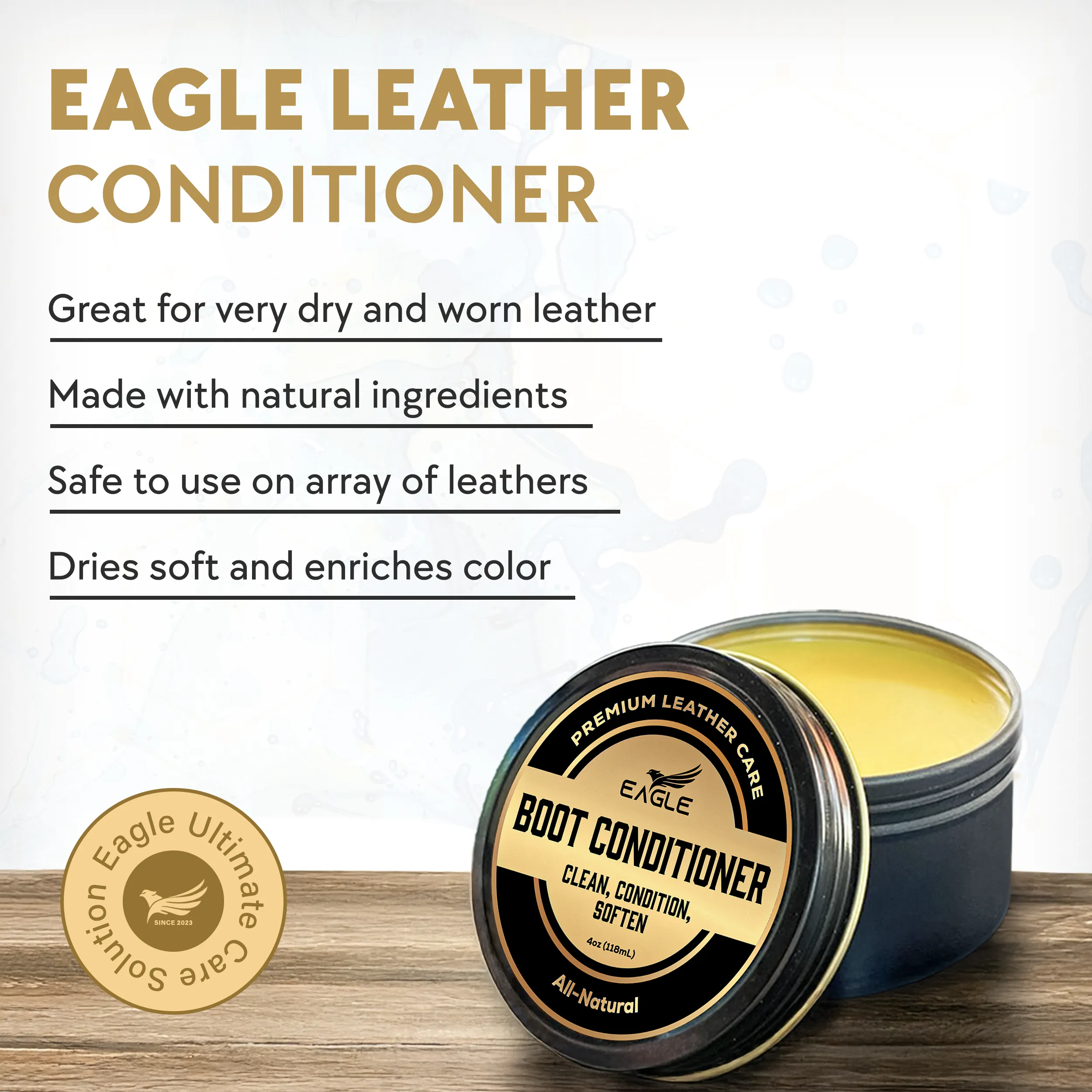 Eagle LP Heavy Duty Leather Conditioner (4 oz) Condition, Protect, & Soften Dry, Cracked, & Scratched Leather | Leather Preservative for Leather Shoes, Boots, Bags, Purses & Accessories