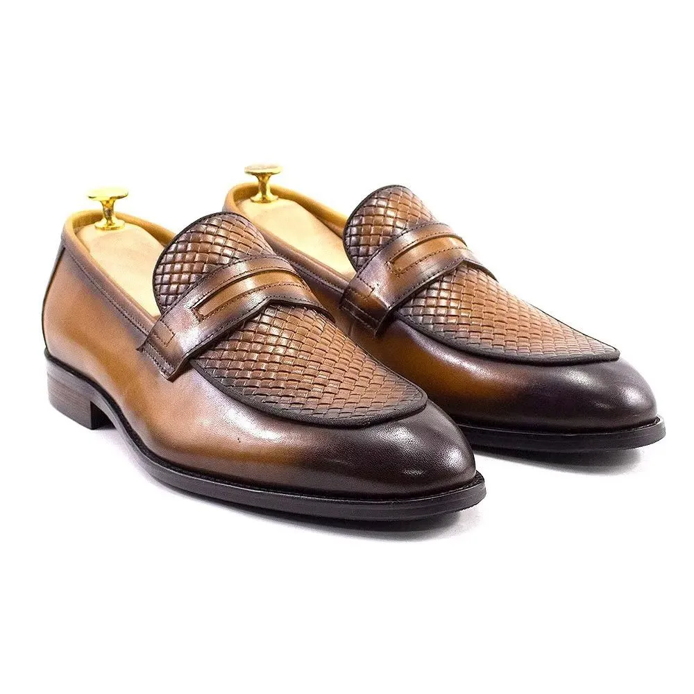 Elegant Classic Leather Brogue Slip-Ons