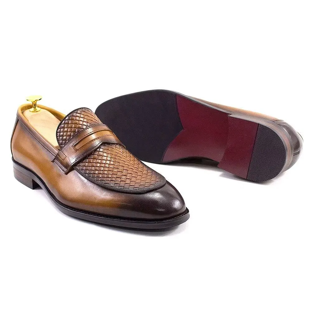 Elegant Classic Leather Brogue Slip-Ons