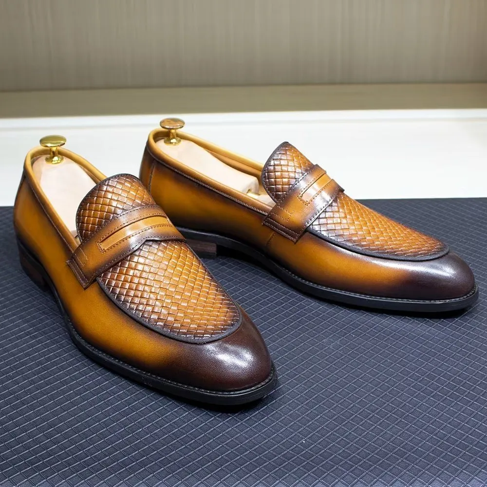 Elegant Classic Leather Brogue Slip-Ons