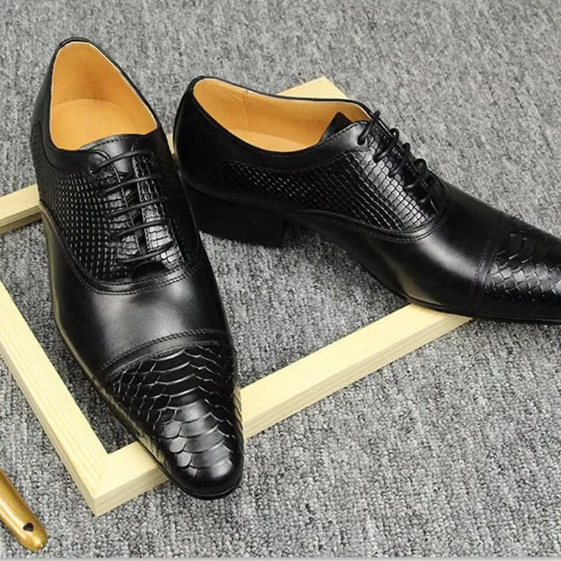 Elegant Custom Brogue Leather Lace-up Wedding Shoes