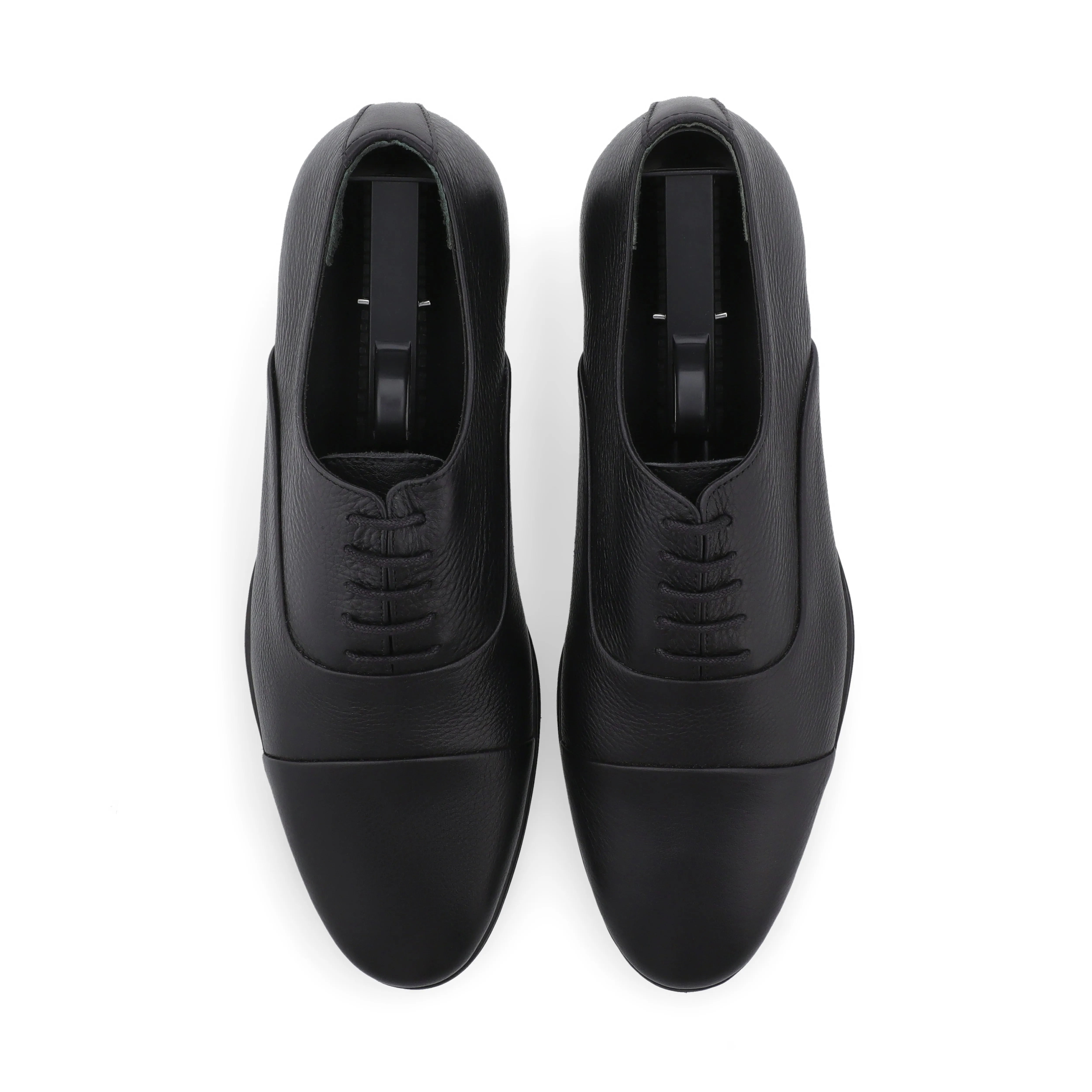 Grain leather Panelled Oxfords-Black