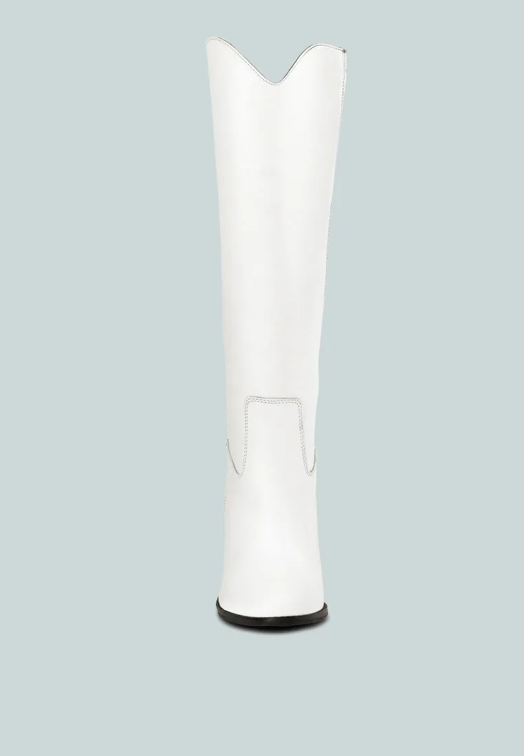 GREAT-STORM White Leather Calf Boots