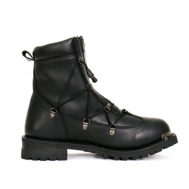 Hot Leathers Men's Black 7-Inch Leather Lace Up Boots with Zipper Closure BTM1009