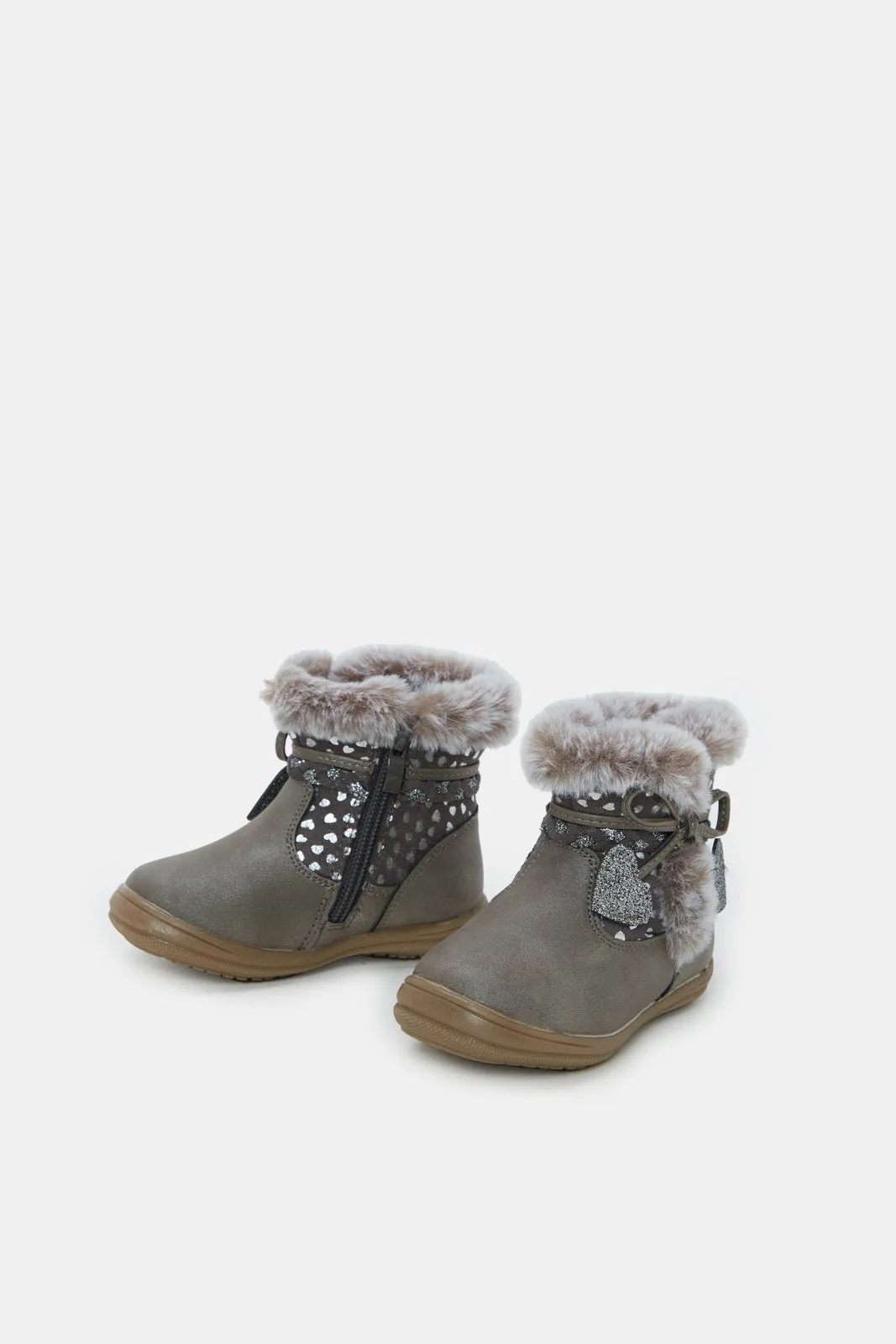 Infant Girls Brown Fur Detail Ankle Boot