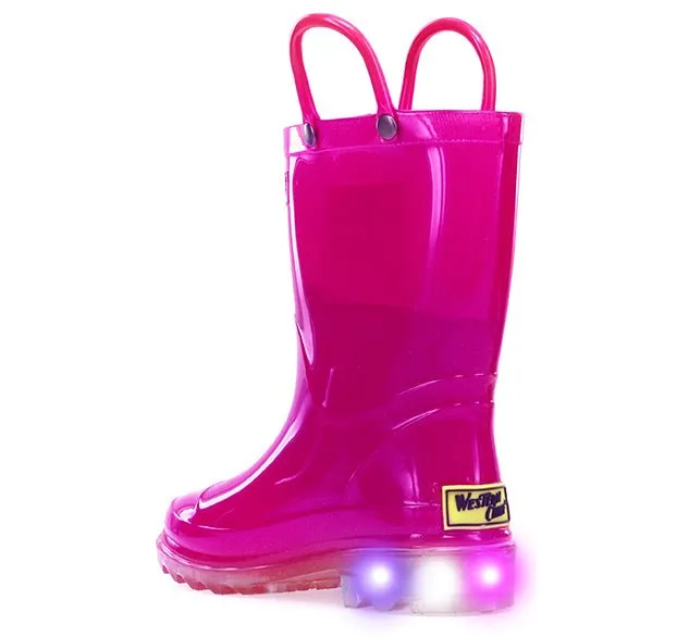 Kids Lighted Solid Rain Boot - Hot Pink