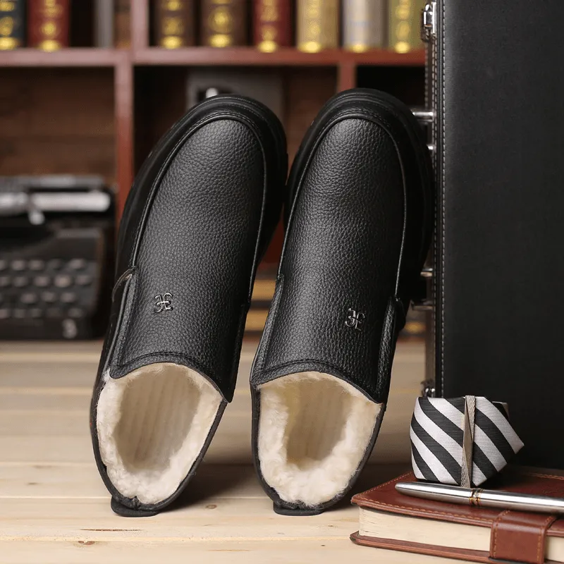 kkboxly kkboxly Men Comfy Microfiber Leather Warm Plush Lining Business Casual Ankle Boots