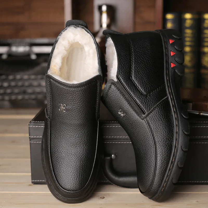 kkboxly kkboxly Men Comfy Microfiber Leather Warm Plush Lining Business Casual Ankle Boots