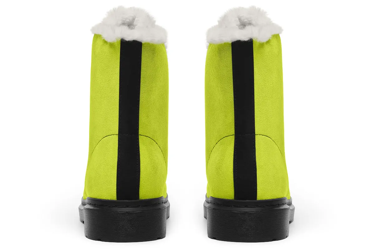 Lime Punch Winter Boots - Warm Micro-Suede Doc-Style Boots Lined with Vegan Wool