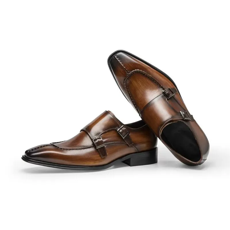 LuxeLeather Monkstrap Elegant Cow Leather Dress Shoes