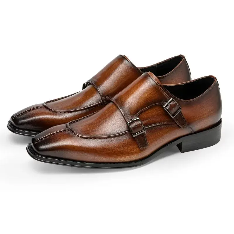 LuxeLeather Monkstrap Elegant Cow Leather Dress Shoes