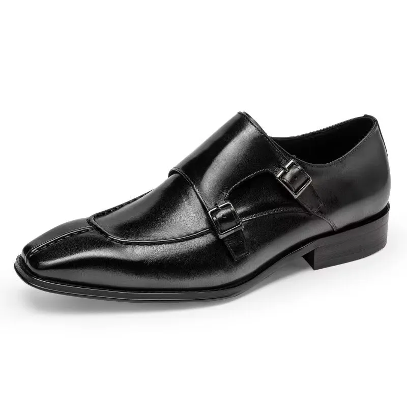 LuxeLeather Monkstrap Elegant Cow Leather Dress Shoes