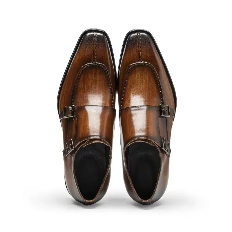 LuxeLeather Monkstrap Elegant Cow Leather Dress Shoes