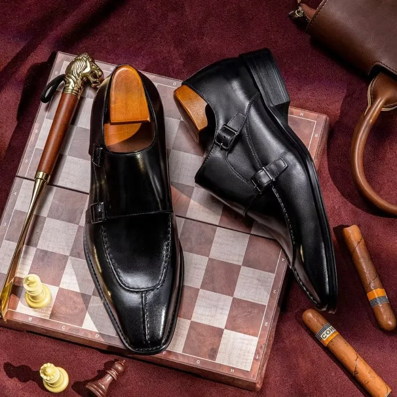 LuxeLeather Monkstrap Elegant Cow Leather Dress Shoes