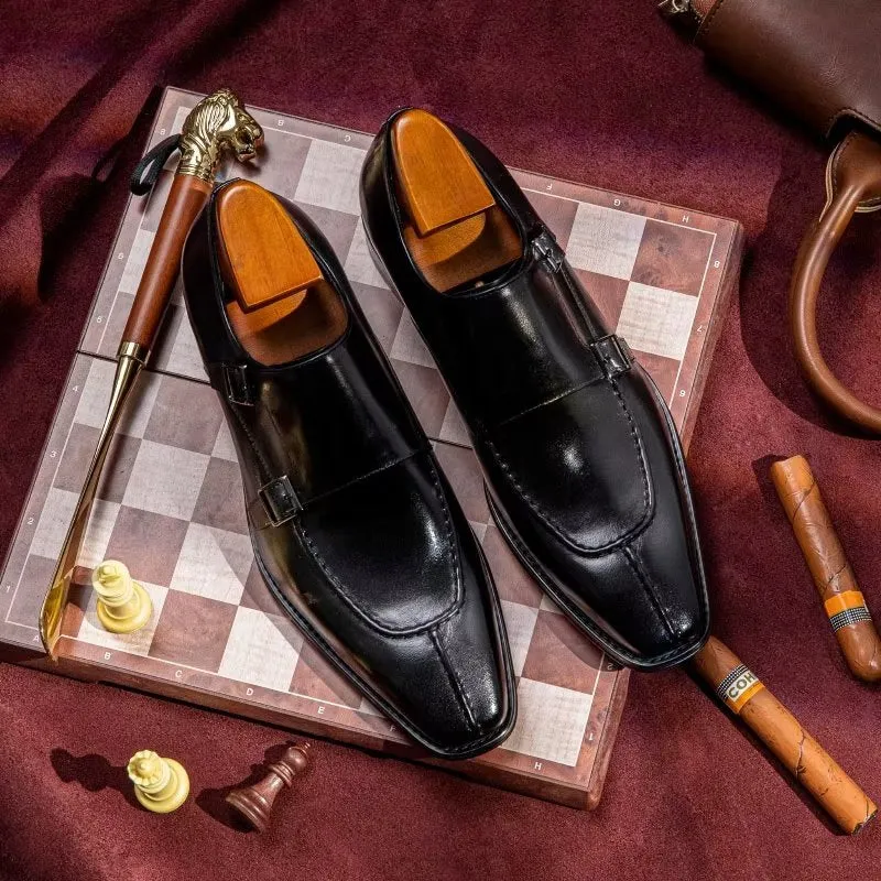 LuxeLeather Monkstrap Elegant Cow Leather Dress Shoes