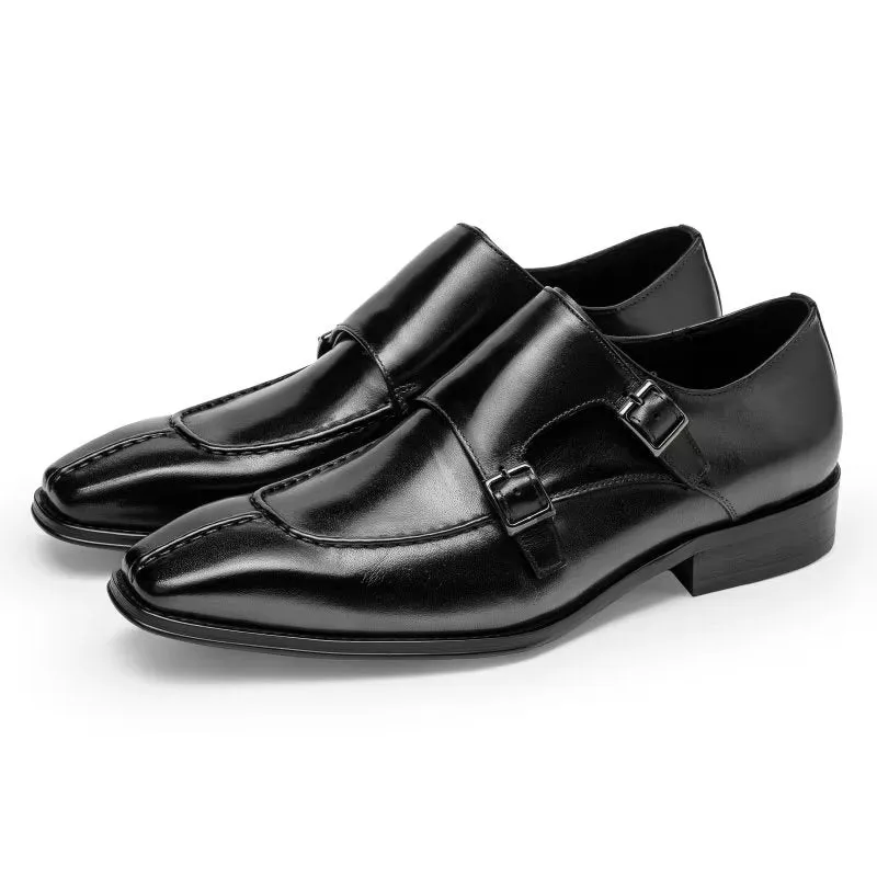 LuxeLeather Monkstrap Elegant Cow Leather Dress Shoes