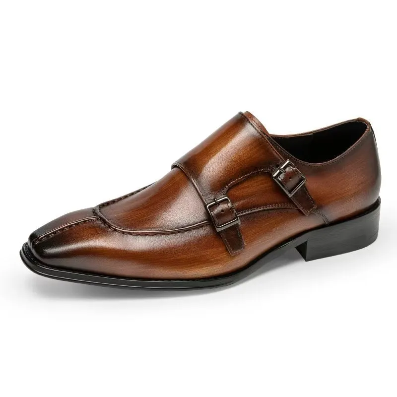 LuxeLeather Monkstrap Elegant Cow Leather Dress Shoes