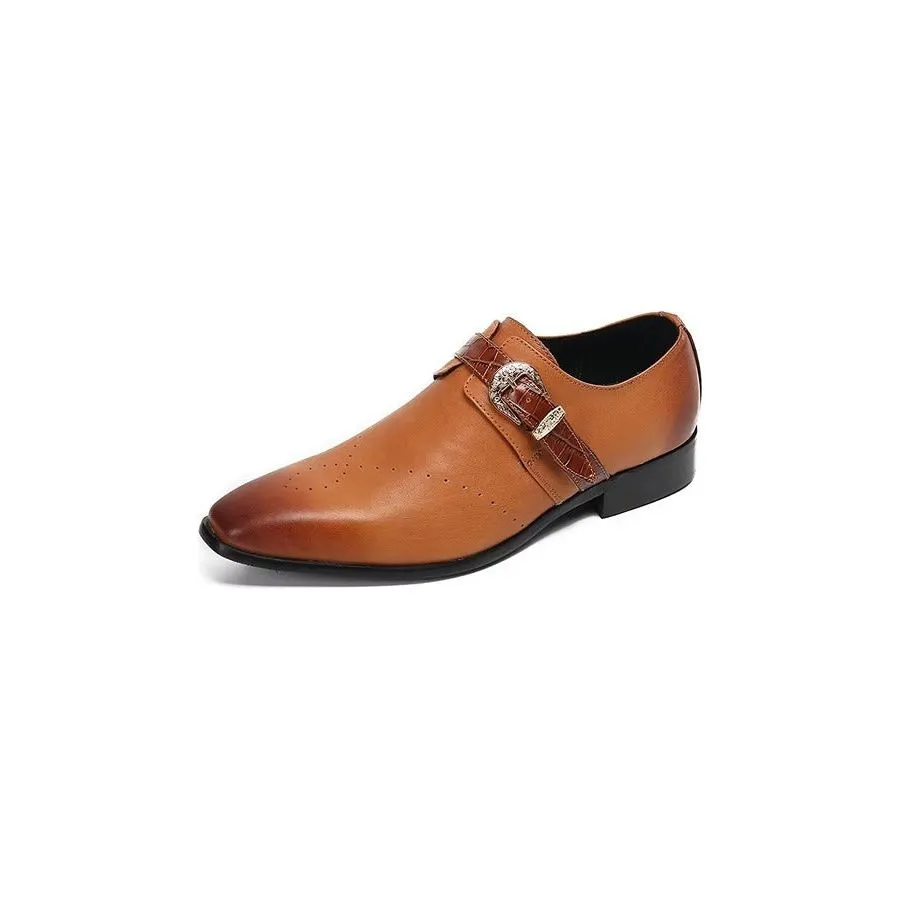 LuxeLeather Monkstraps: Elegant Slip-Ons with Genuine Leather