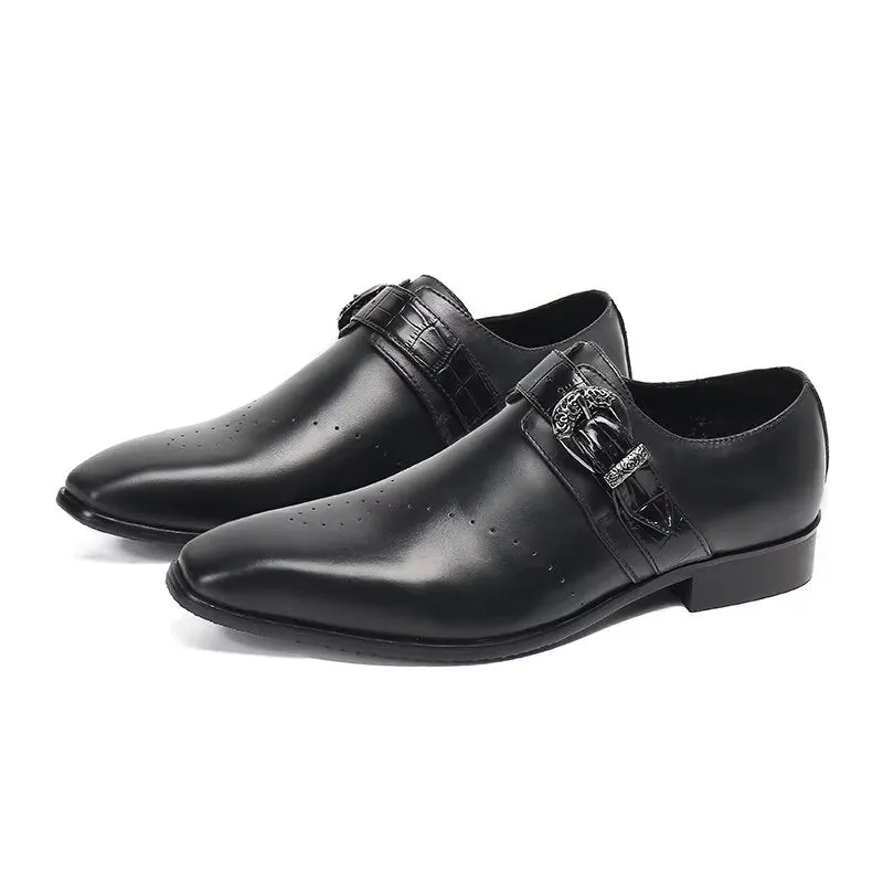 LuxeLeather Monkstraps: Elegant Slip-Ons with Genuine Leather