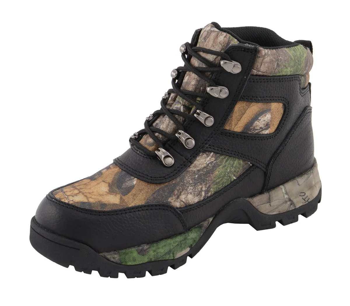 Milwaukee Leather MBM9140 Men's Black Waterproof Hiking Boots with Mossy Oak Print