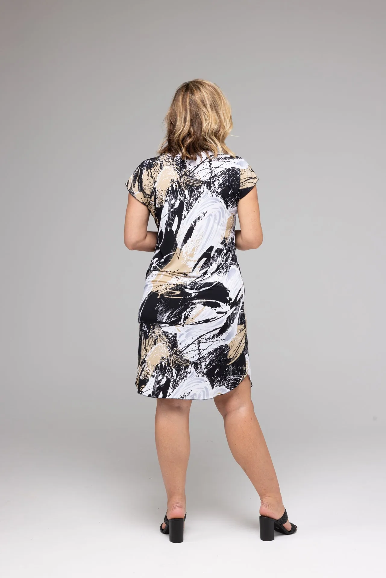 Molton Print Short Sleeve Jersey Shift Dress