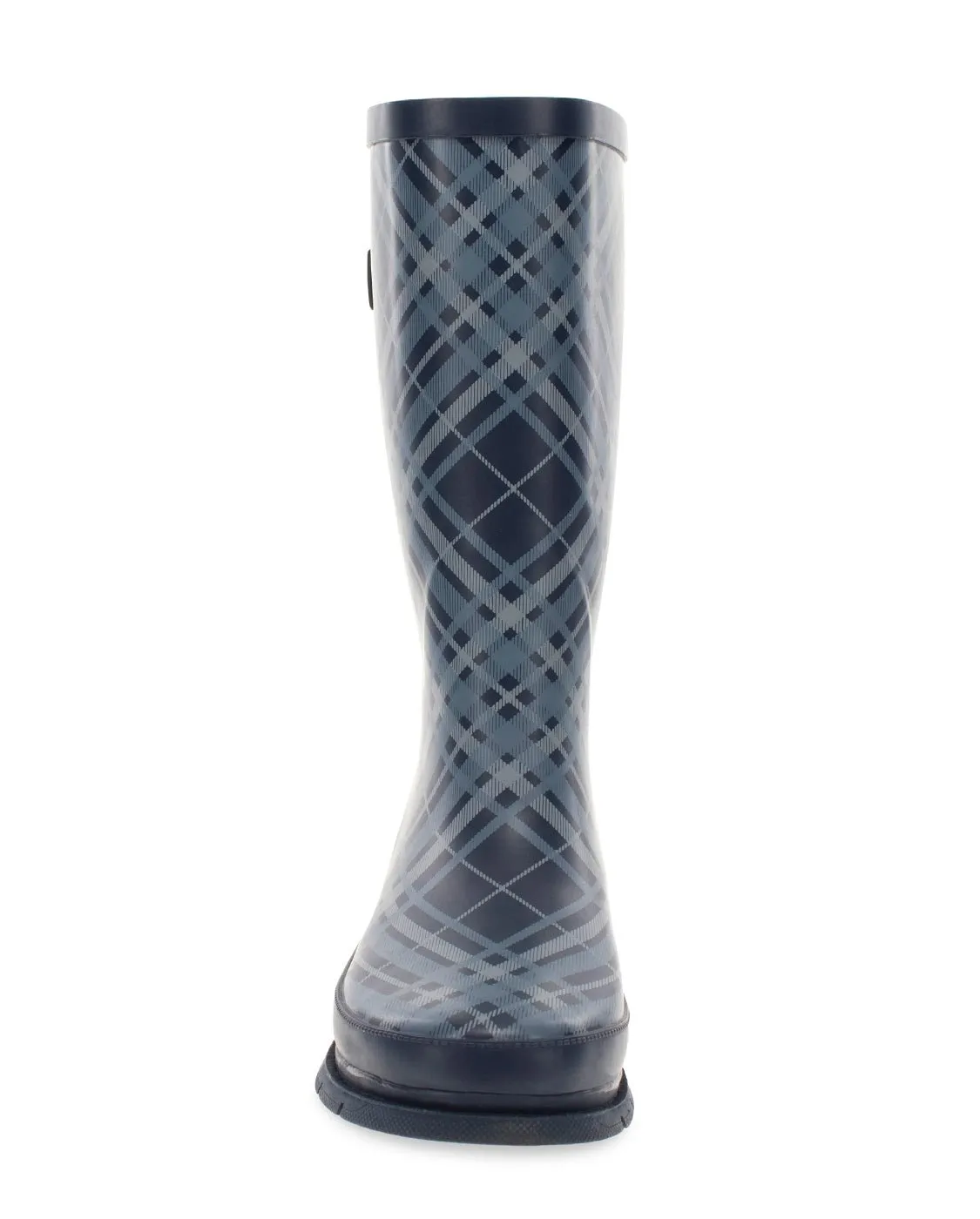 Women's Polar Plaid Wide Calf Rain Boot - Navy