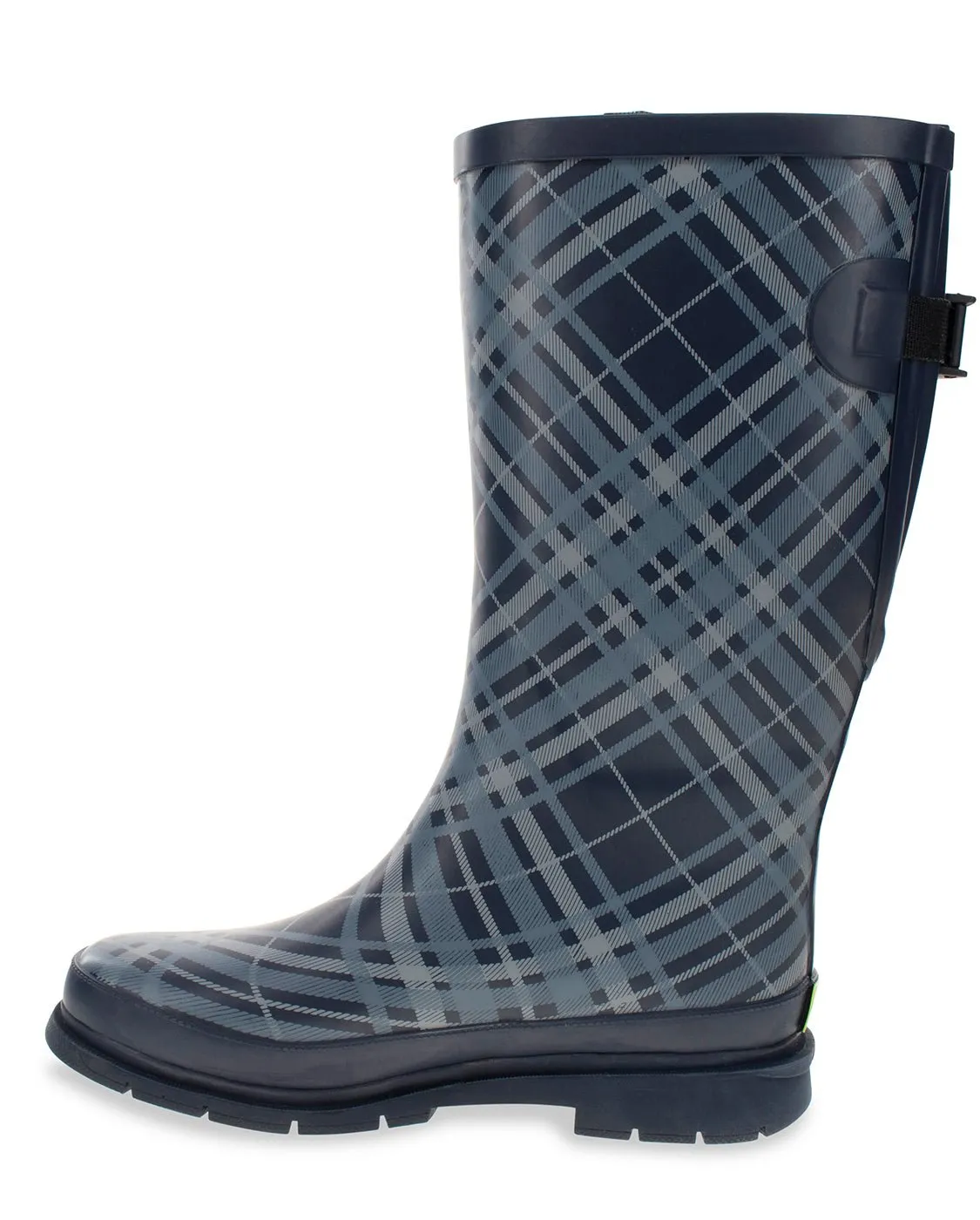 Women's Polar Plaid Wide Calf Rain Boot - Navy